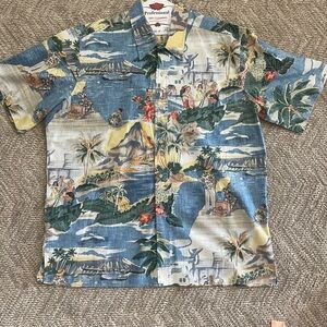 Reyn Spooner XXL Full Button Aloha Shirt – Vintage Island Scene Print